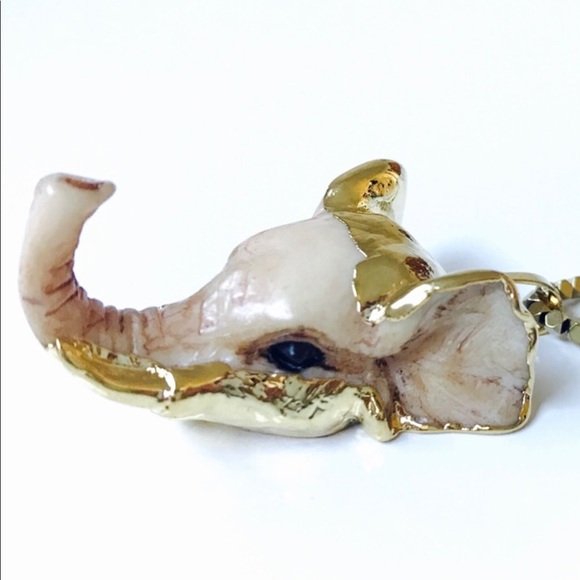 LAST ONE! 14K Gold Dipped Vegan Elephant Pendant - Picture 4 of 8